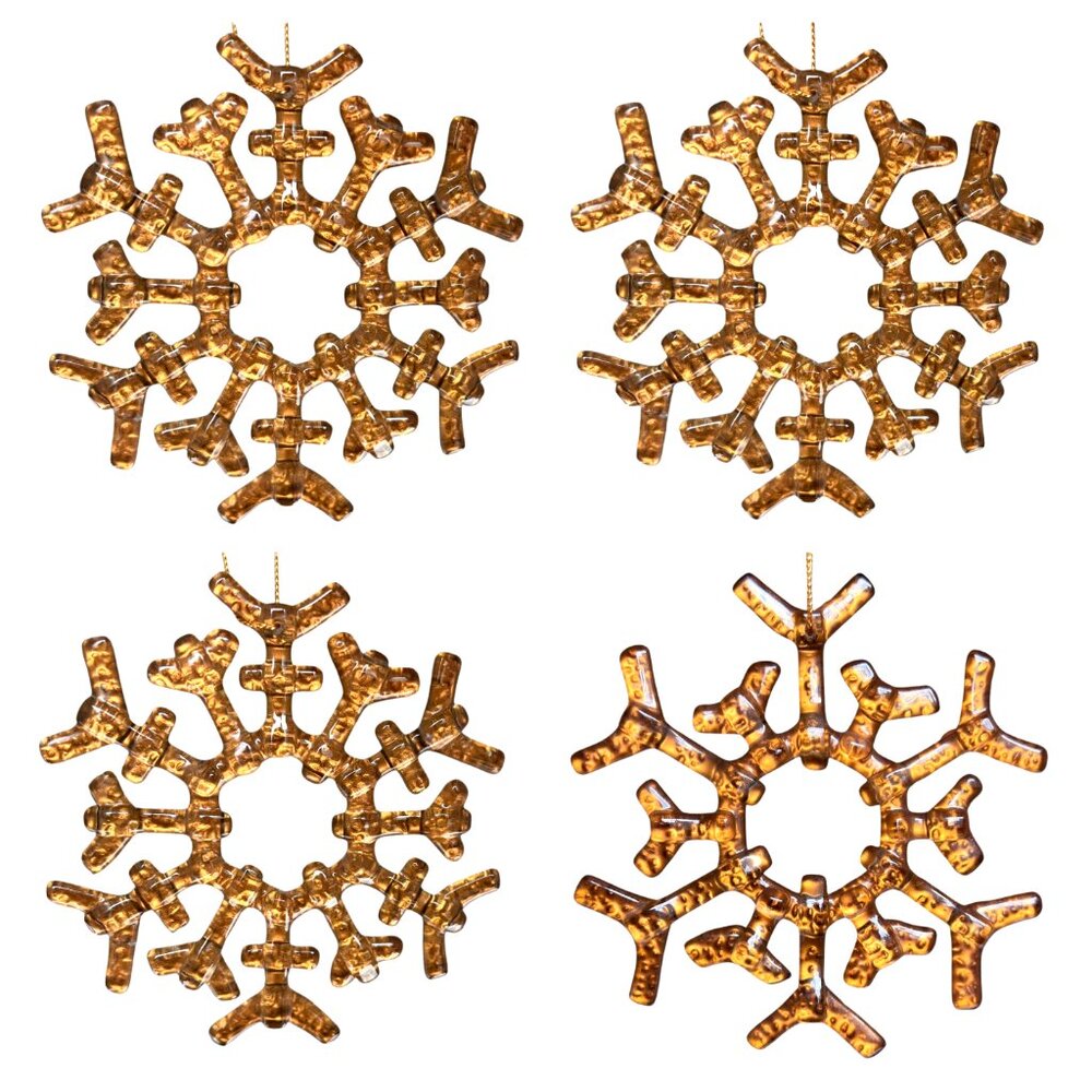 ❄Restoration Hardware Glass 12 Point Snowflake Christmas Ornaments - Set…